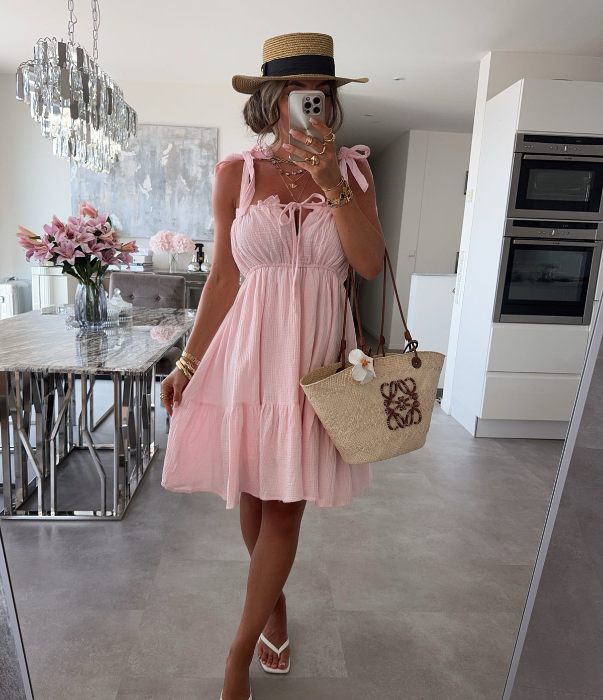 Vestido de muselina Taika en rosa – encantador minivestido