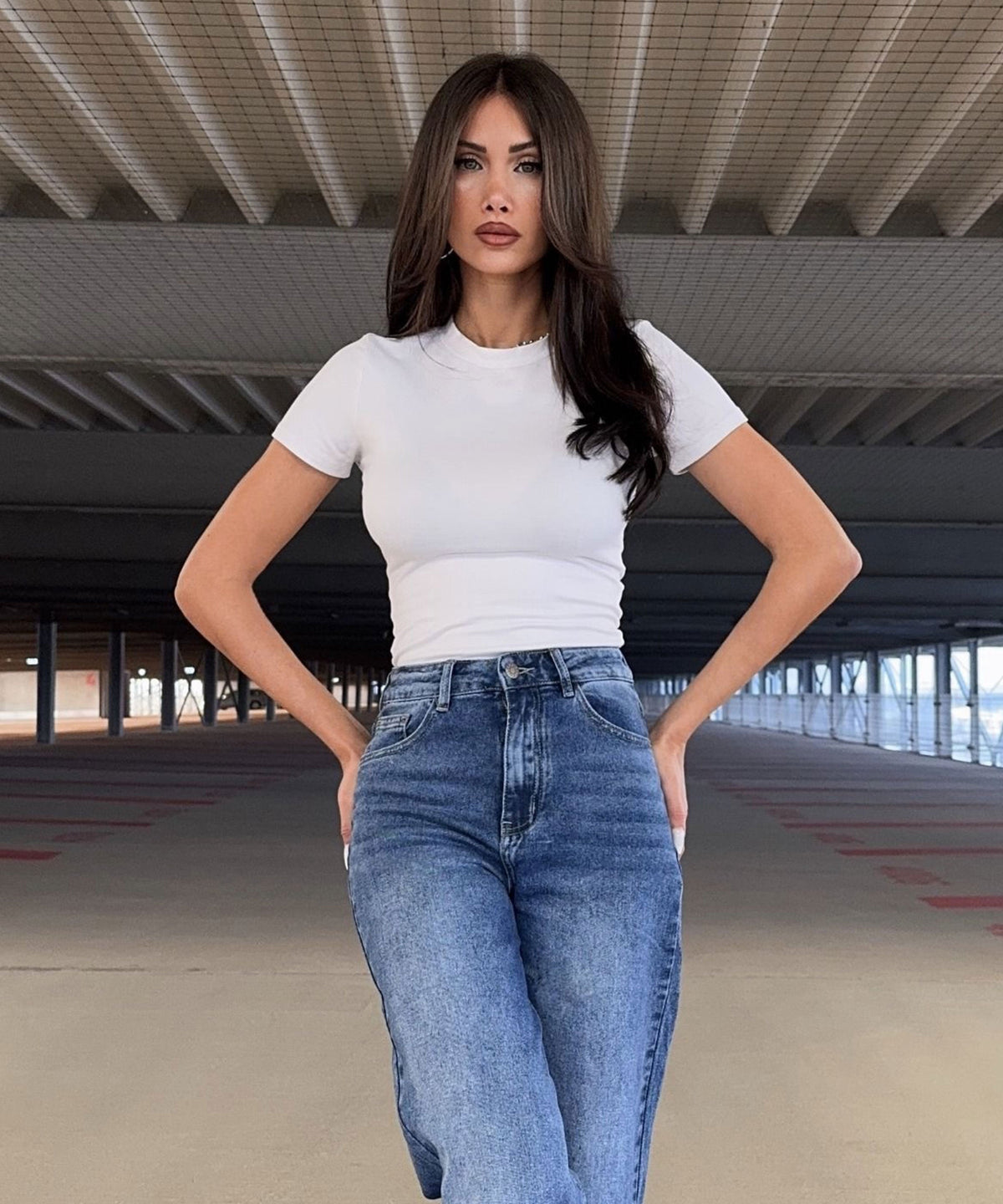 Jeans Lillia elásticos de pierna ancha en azul