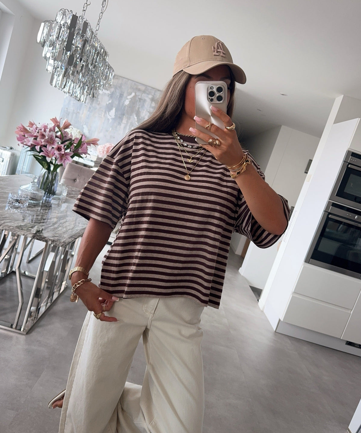 Streifen Shirt Tailou Braun