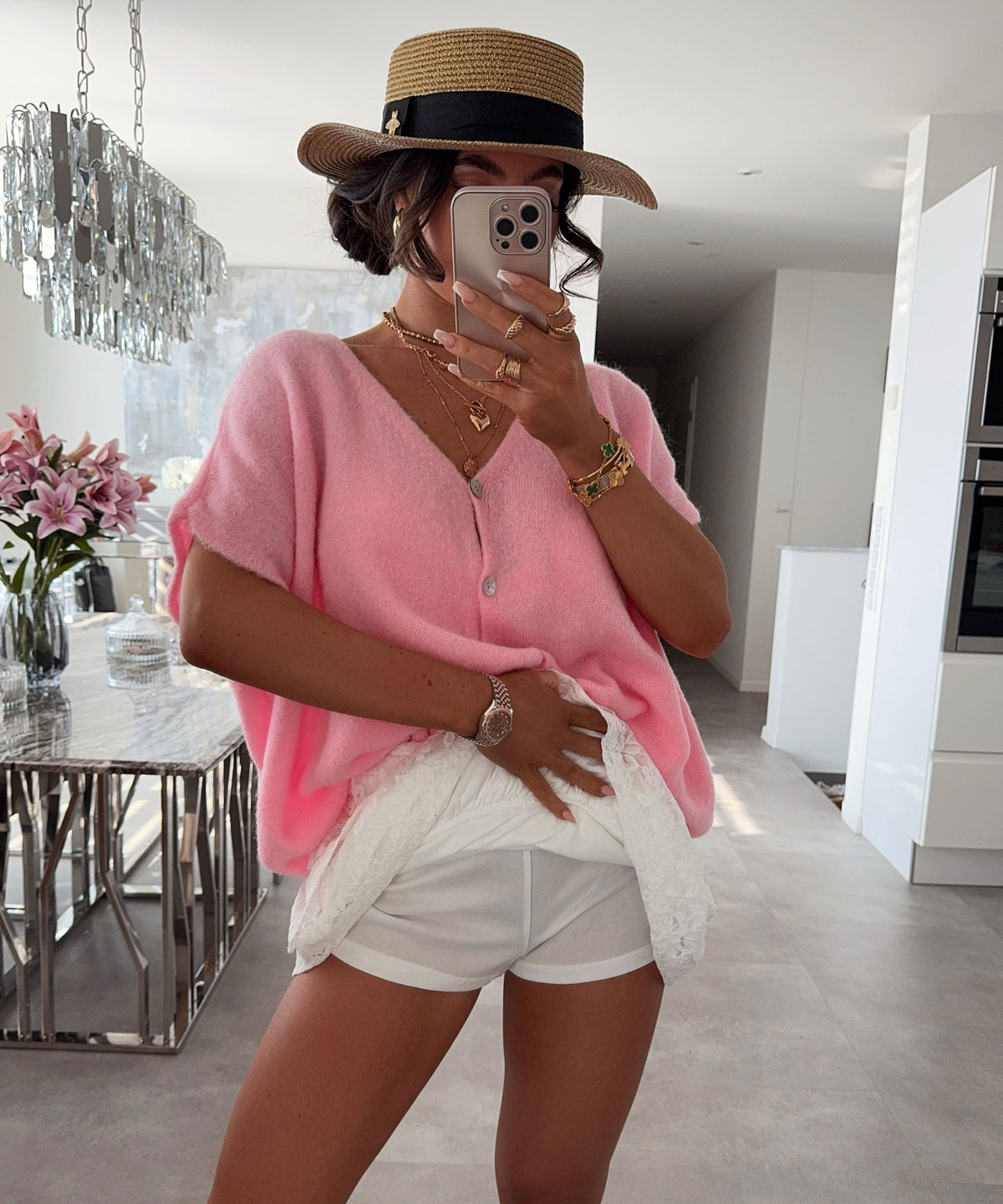 Falda-pantalón blanca con encaje fino