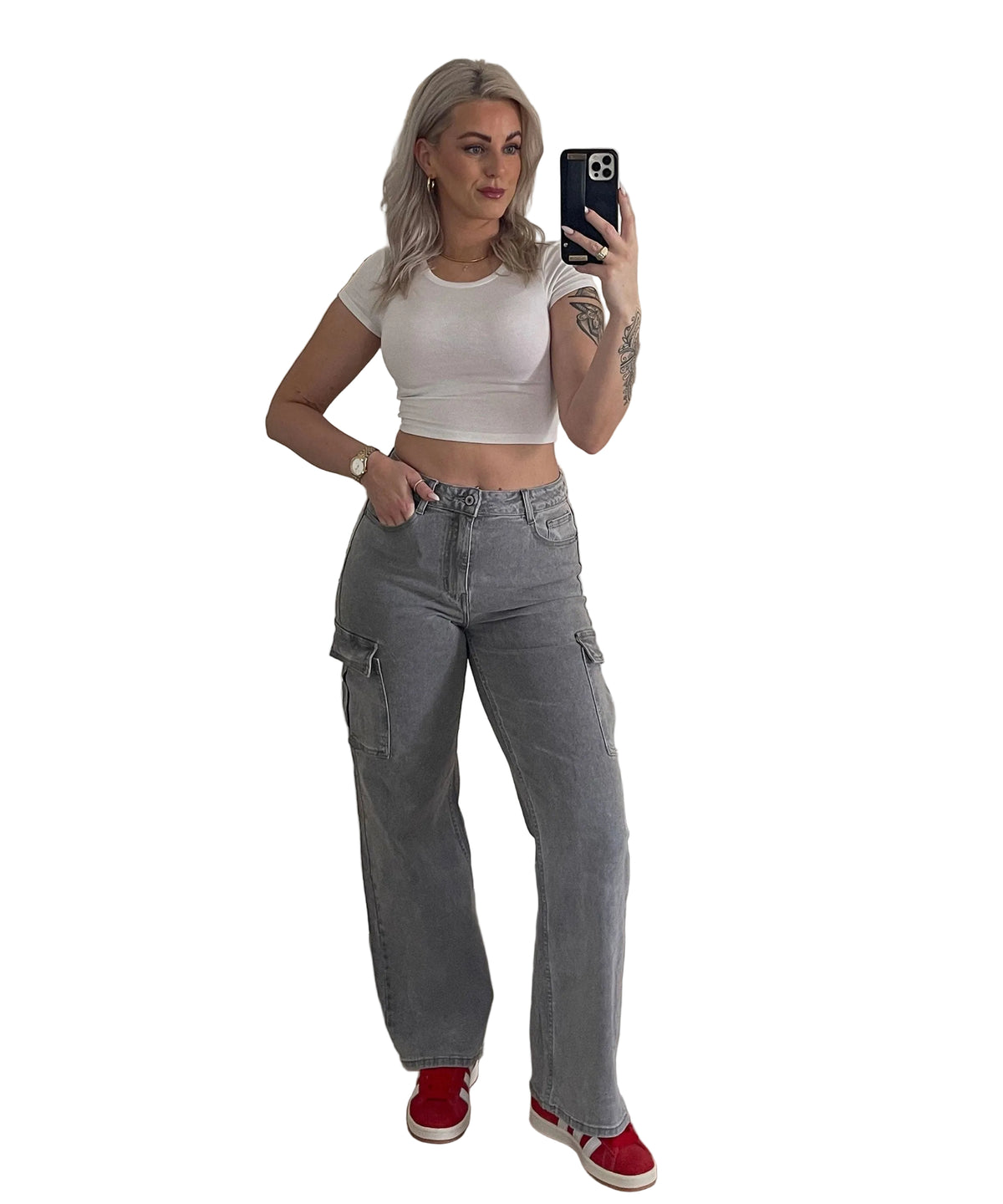 Pantalón cargo elástico «Eva» en gris