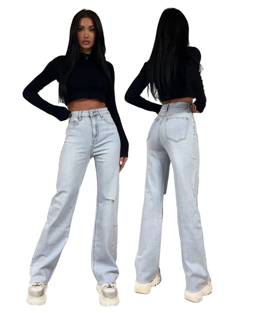 Jeans Louisa elásticos de pierna ancha