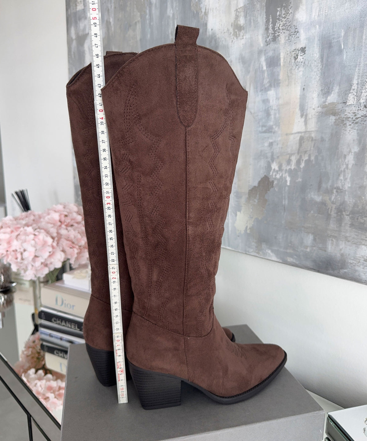 Botas Vaqueras Selenay Marrón Oscuro Alto