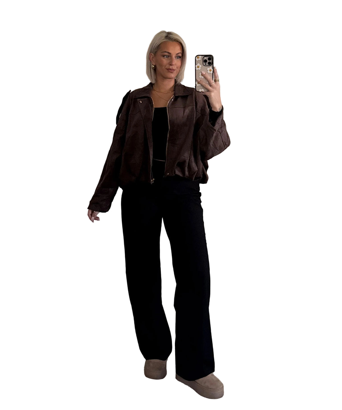 Jeans elásticos de pierna ancha Zasu en marrón oscuro