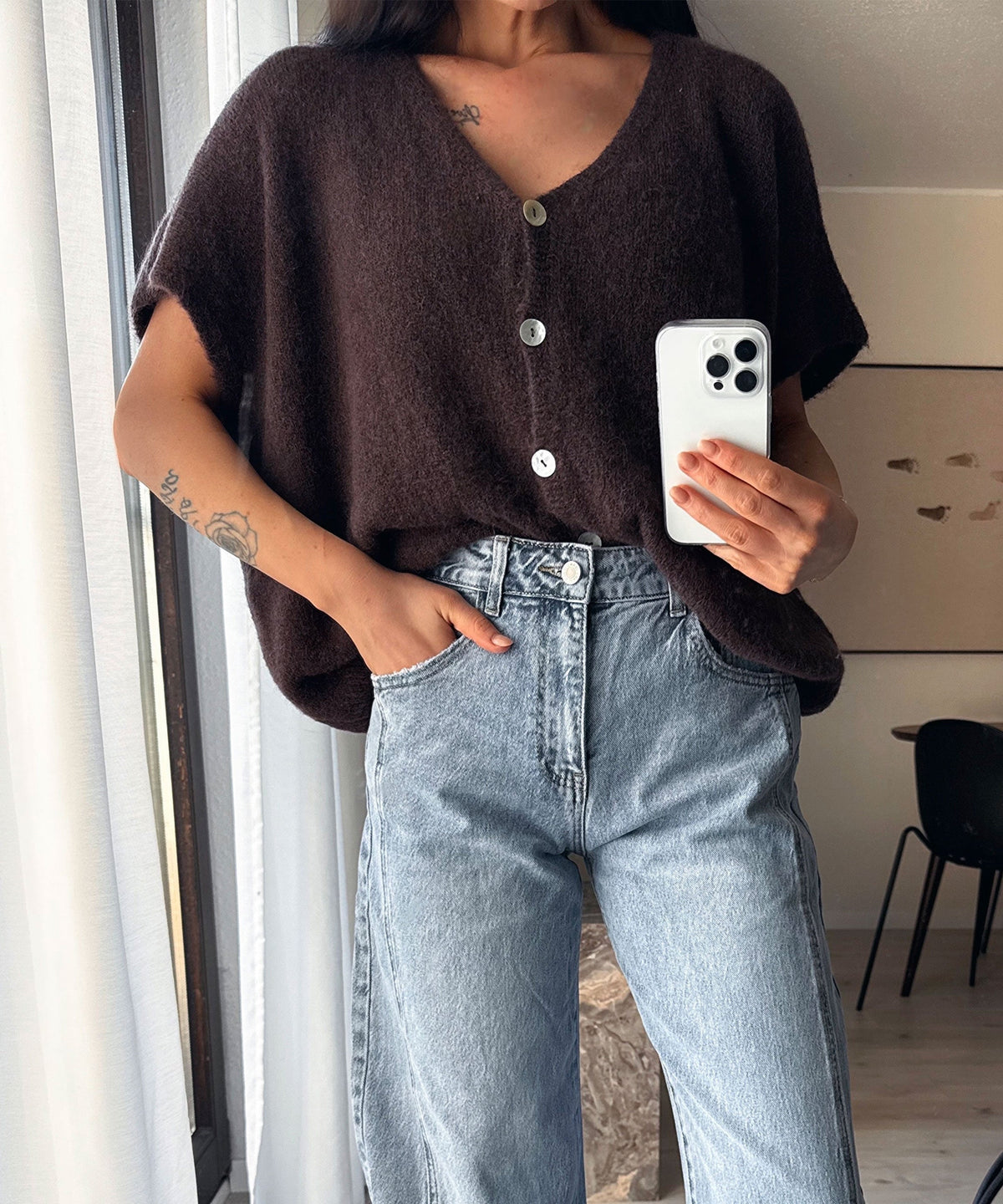 Jeans barrel Cleonita en azul claro